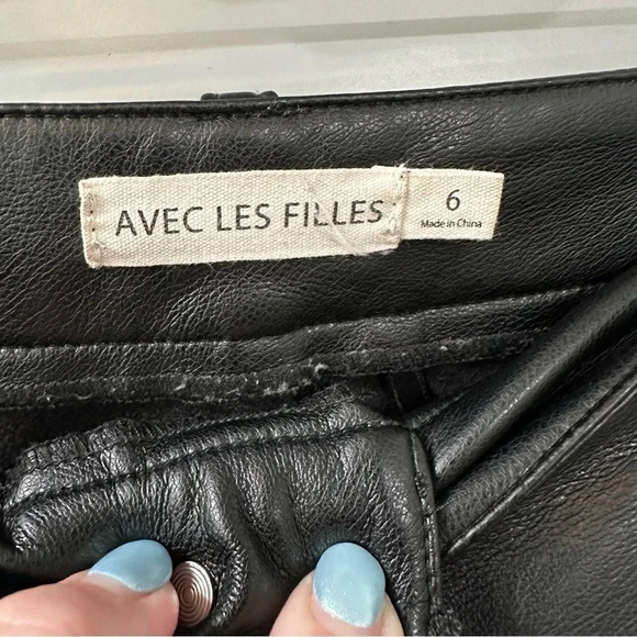 Avec Les Filles Anthropologie Lettie Straight Ankle Faux Leather Vegan Pants 6 - Picture 3 of 8